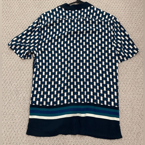 Men’s Express Size XS Bordered Geo Print Rayon Short Sleeve Shirt NEW - Picture 6 of 6